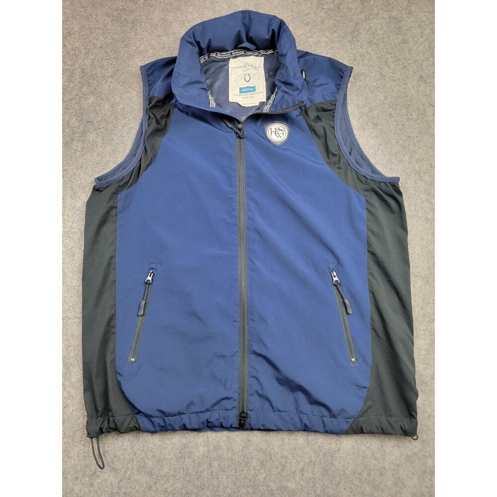 Horseware Ireland Vest Mens Medium Blue Black Lightweight Hooded Equestrian Zip
